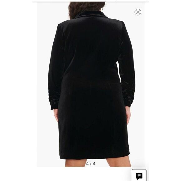 1. State‎ Black Velvet Ruched Sleeve Button Front Blazer Dress NWT Size 22W - Picture 4 of 9